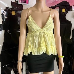 World Together Light Yellow Ruffle top